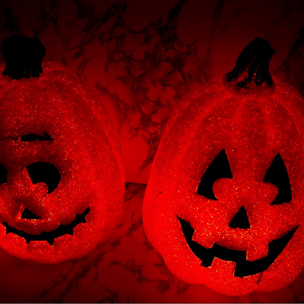 Vintage 1993 Light Up Pumpkin Jack O Lantern Halloween Rubber Mold set of 2 - Picture 8 of 9